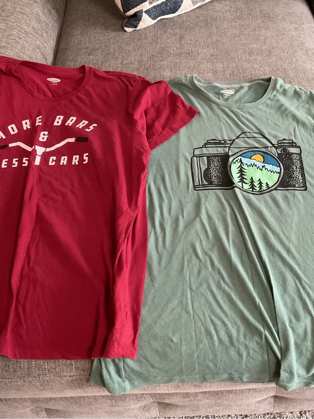 Old Navy Red & Sage Green Graphic Short Sleeve Tees